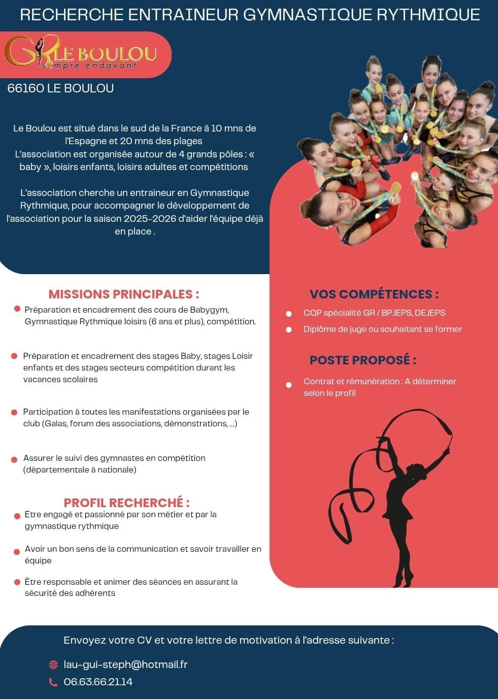 GR LE BOULOU (66) recherche un entraineur GR