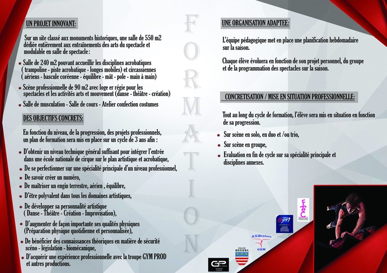 CENTRE DE FORMATION DES ARTS & SPECTACLES GYM PROD ACADEMY - Inscriptions 2025-2026 CENTRE DE FORMATION DES ARTS & SPECTACLES GYM PROD ACADEMY - Inscriptions 2025-2026