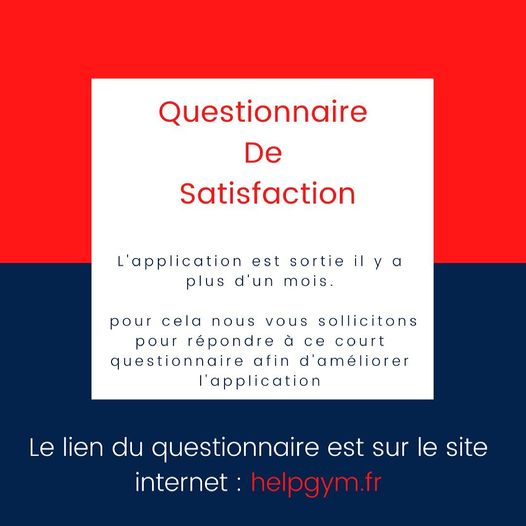 HELPGYM - AIDEZ A FAIRE EVOLUER L'APPLI HELPGYM - AIDEZ A FAIRE EVOLUER L'APPLI