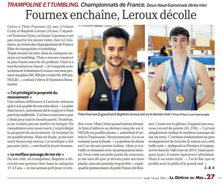 Nos champions de France Elite dans la presse !