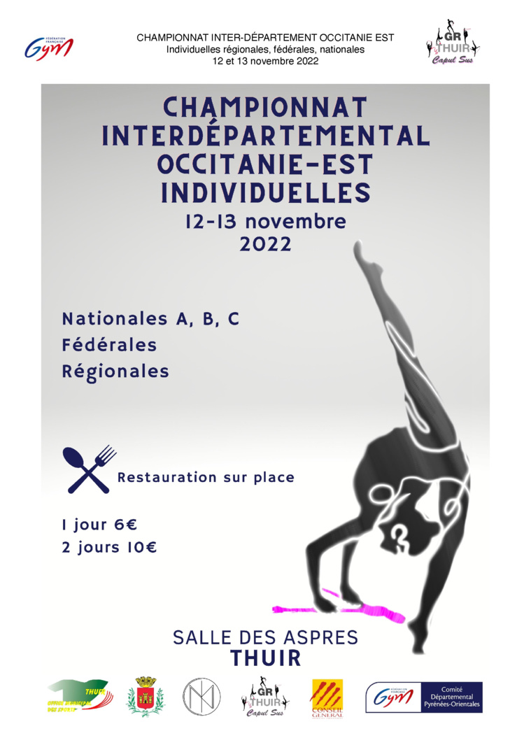 GR - Championnat Interdépartemental Est DES INDIVIDUELLES régionales Fédérale et Nationales les 12 et 13 Novembre 2022 à Thuir