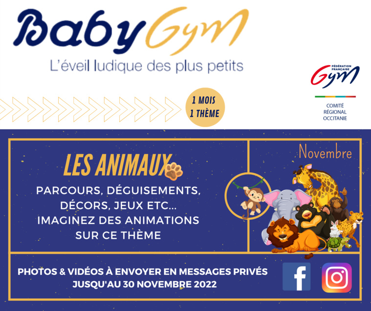 ANIMATION BABY GYM THÈME 3 NOVEMBRE : Les animaux