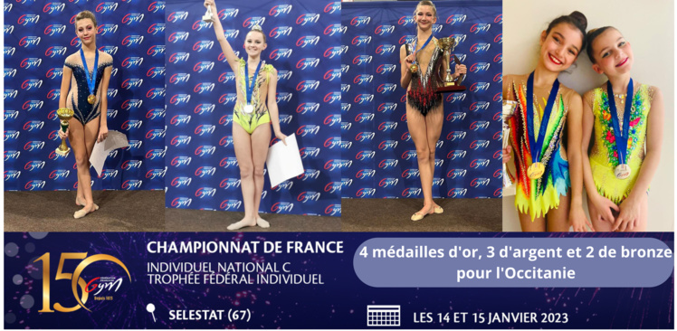 9 médailles au Championnat de France GR Individuel Trophée Fédéral et Nat C pour l’Occitanie
