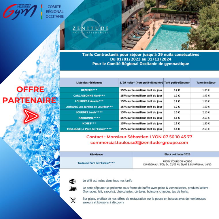 OFFRE SPECIALE ZENITUDE HOTEL-RESIDENCES - PARTENAIRE OFFICIEL DU COMITE OCCITANIE OFFRE SPECIALE ZENITUDE HOTEL-RESIDENCES - PARTENAIRE OFFICIEL DU COMITE OCCITANIE