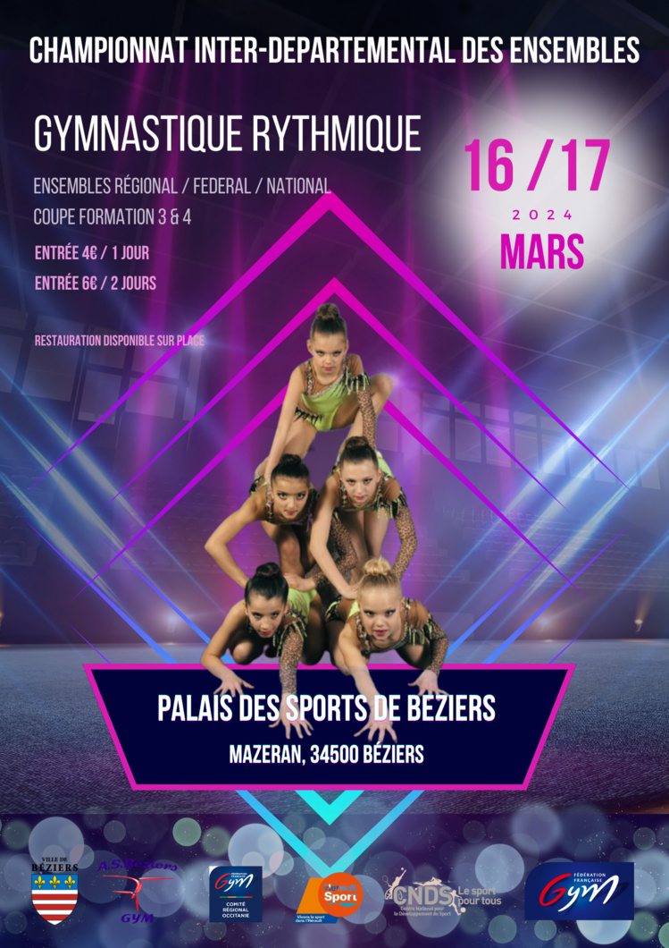 GR - CHAMPIONNAT INTERDÉPARTEMENTAL ENSEMBLES RéG / FéD / NAT ET CF 3 ET 4 LES 16 ET 17 MARS à BÉZIERS