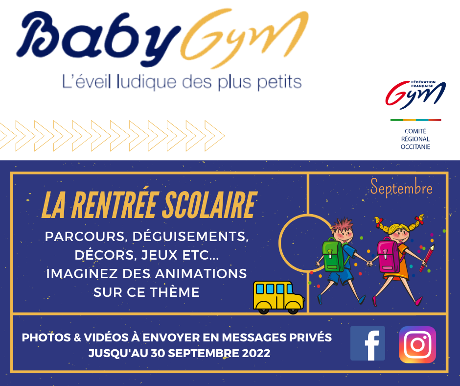 ANIMATION BABY GYM - THEME 1 SEPTEMBRE "LA RENTREE SCOLAIRE"