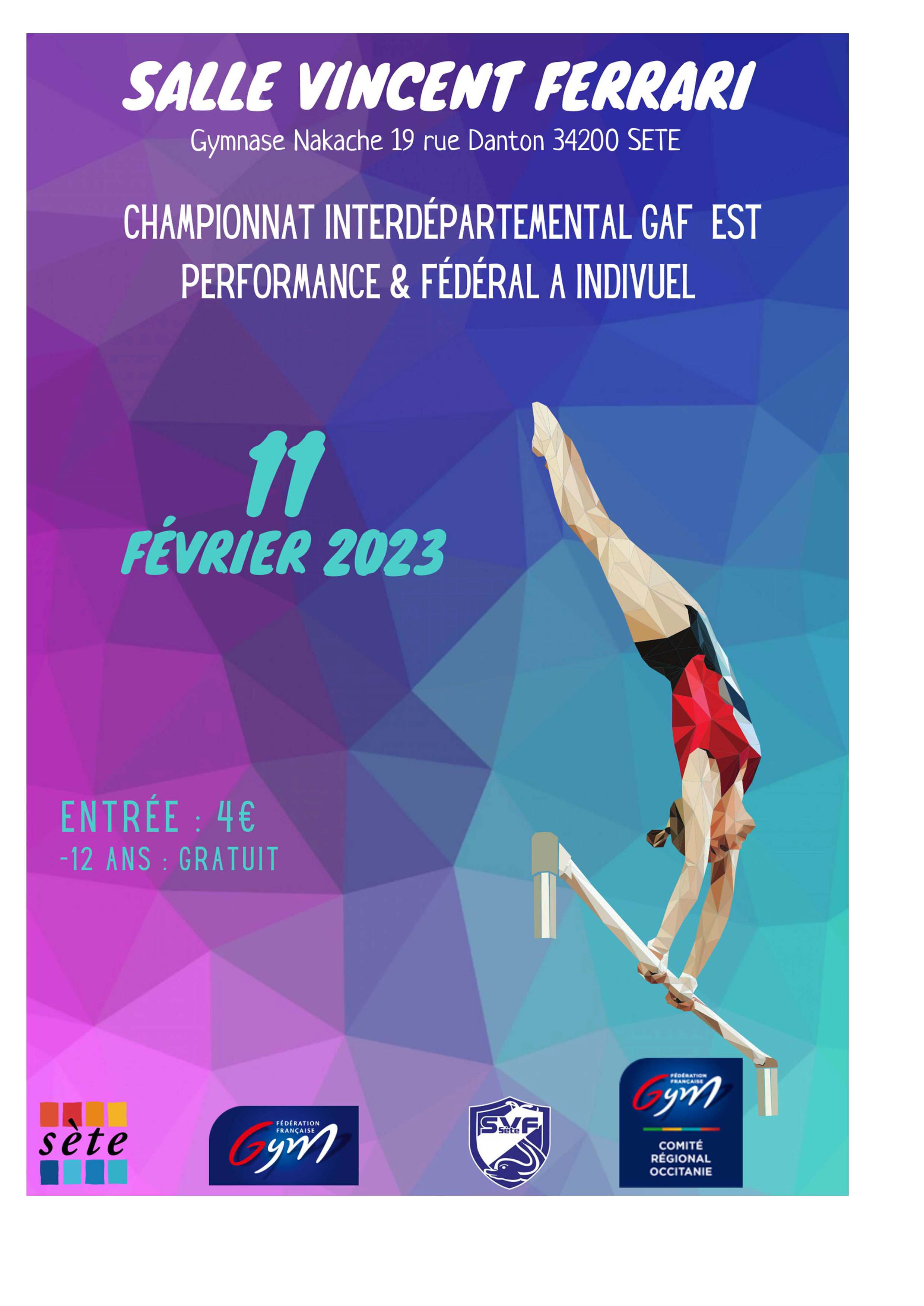 GAF - Compétition Interdépartementale EST Individuelles Performances et Fédérales A le 11 février 2023 à Sète