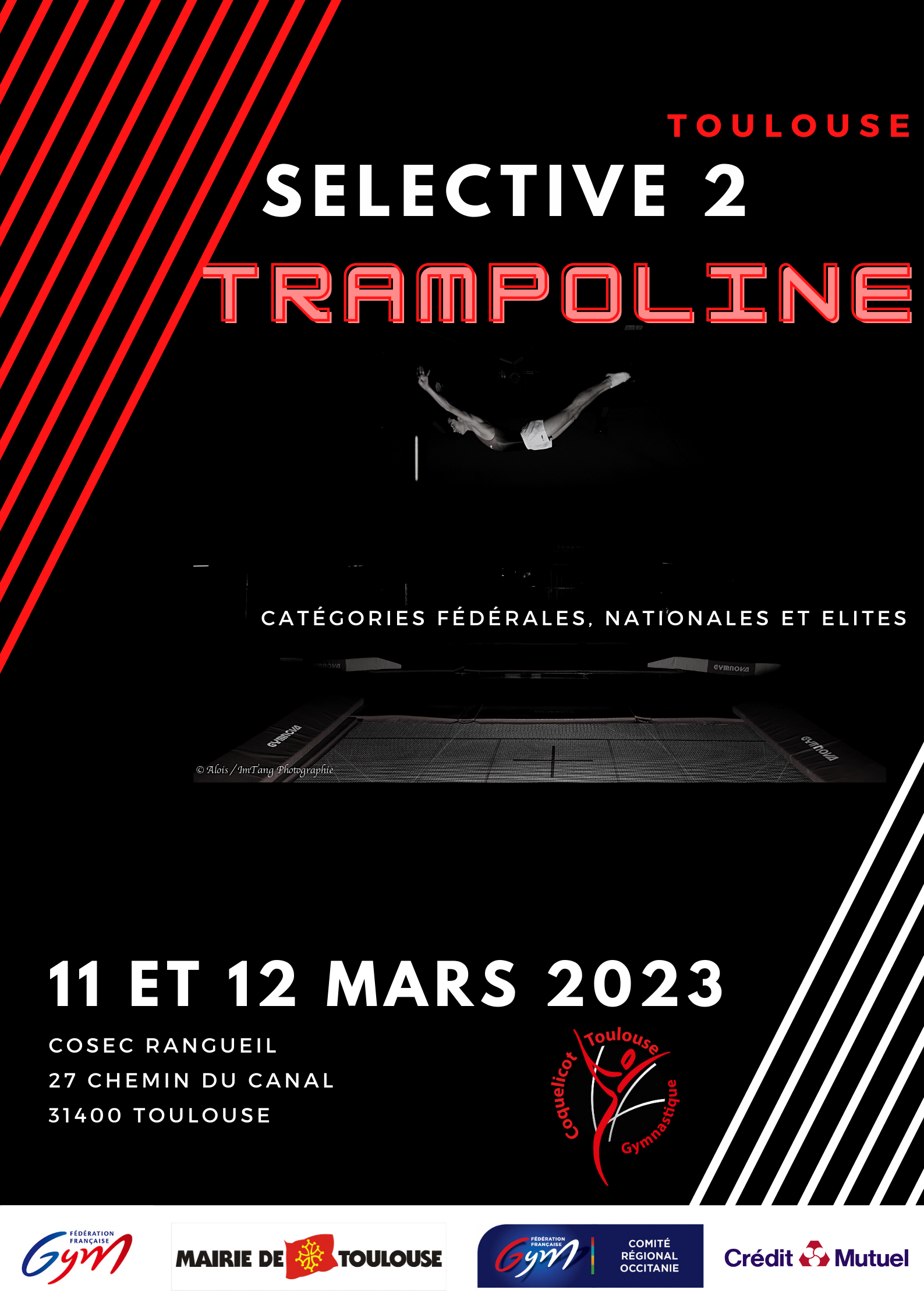 TR - Compétition Régional 2ème sélective régionale, Nationaux, Elites et Fédéraux les 11 et 12 mars 2023 à Toulouse