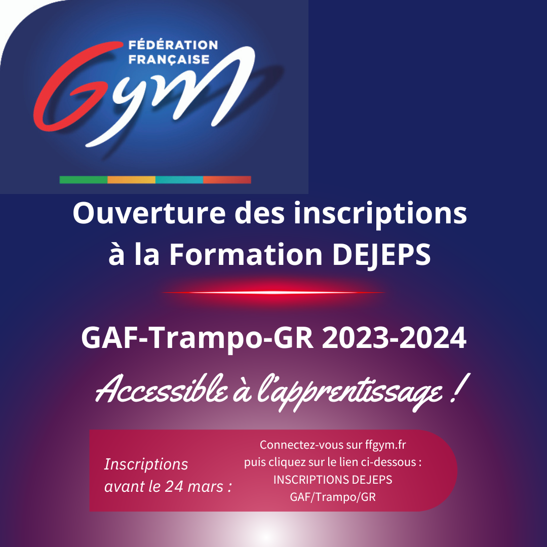 Ouverture des inscriptions à la formation DEJEPS GAF-Trampo-GR 2023-2024 Nouveauté : accessible à l’apprentissage !