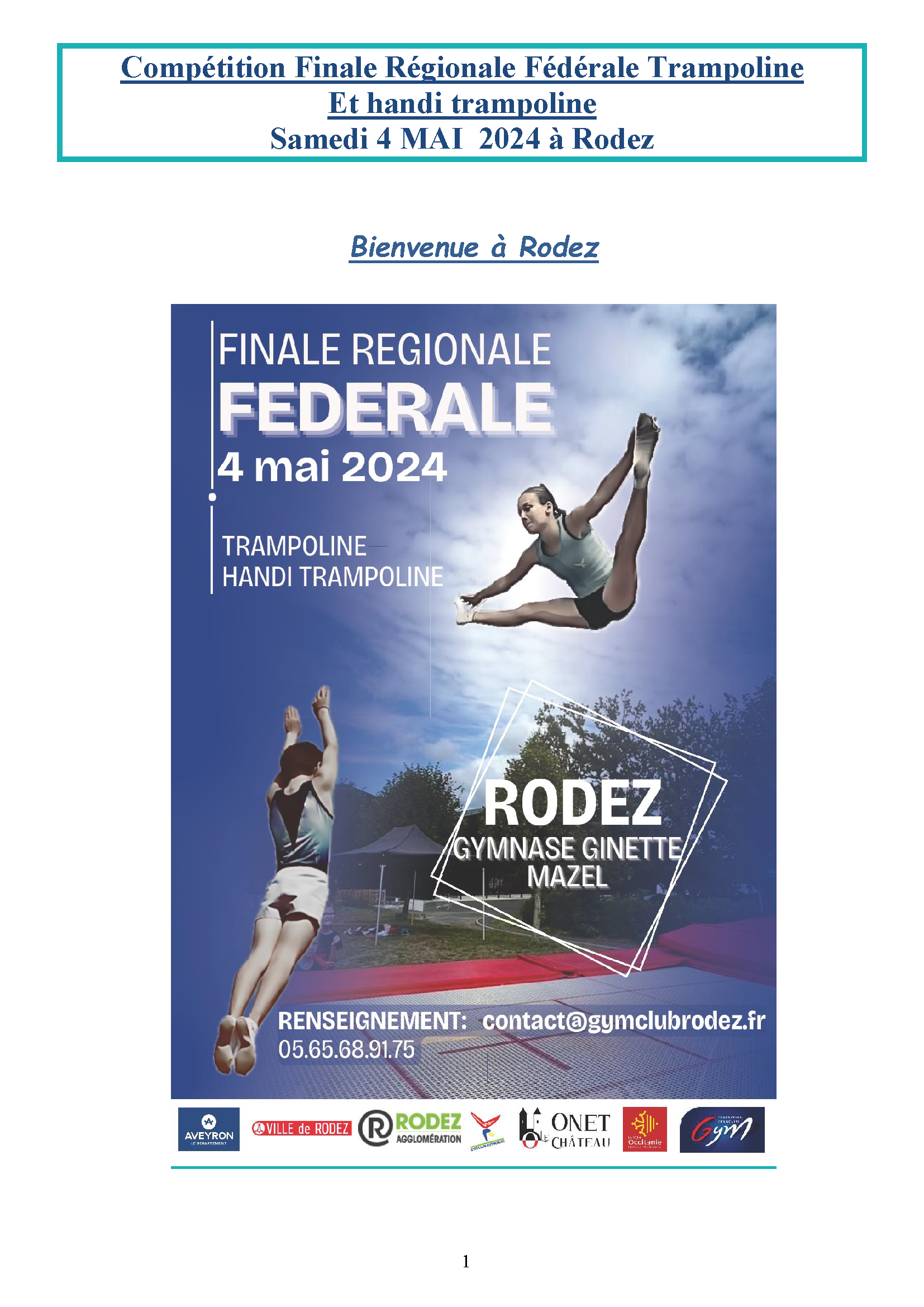 TR - COMPÉTITION RÉGIONALE FINALE FÉDÉRALE LE 04 MAI 2024 À RODEZ