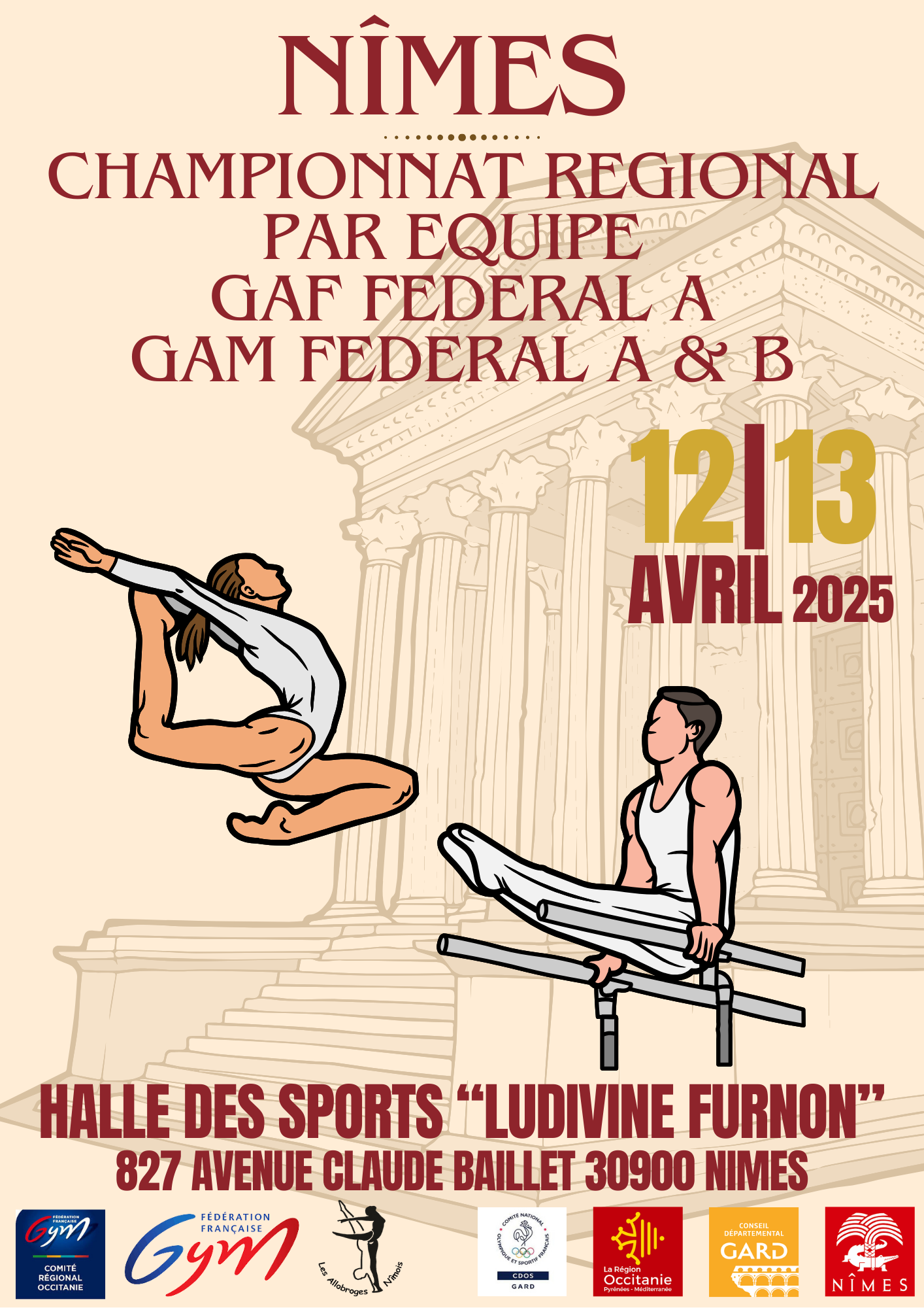 GAM - CHAMPIONNAT RÉGIONAL DES ÉQUIPES FÉDÉRALES A  ET B LES 12 ET 13 AVRIL 2025 À NÎMES GAM - CHAMPIONNAT RÉGIONAL DES ÉQUIPES FÉDÉRALES A  ET B LES 12 ET 13 AVRIL 2025 À NÎMES